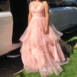 ✨Camille La Vie Formal Gown Pink Tulle and Rose Gold Sparkles ✨